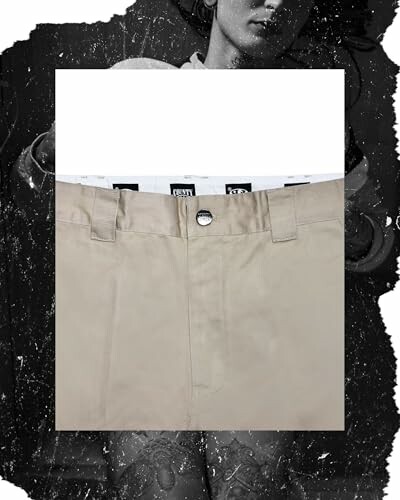 Beige pants with artistic black and white background