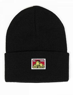Black Ben Davis beanie with logo patch.