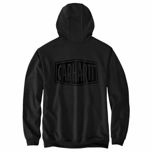 Back of black Carhartt hoodie with logo