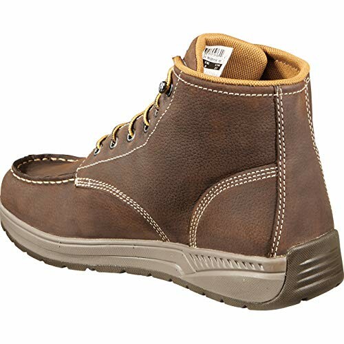 Brown leather boot with white stitching and tan interior
