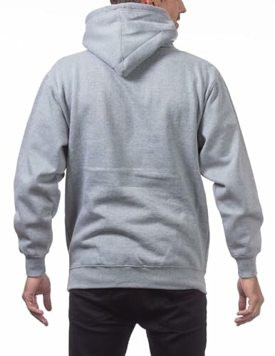 Person wearing a gray hoodie from the back