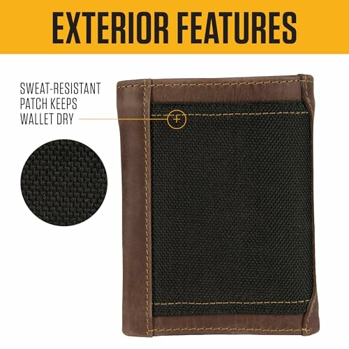 Wallet with sweat-resistant patch to keep it dry.