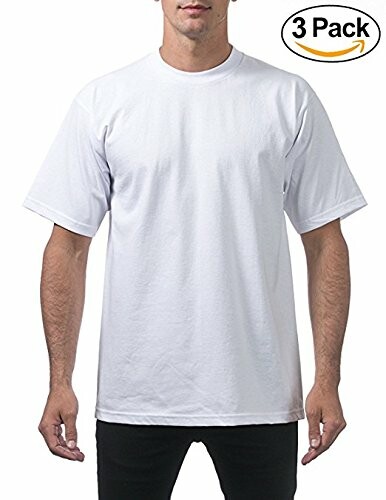 Person wearing a plain white t-shirt, 3-pack offer